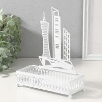 Подставка интерьерная металл "Город" белый 6,3х14,5х18,5 см Подставка интерьерная металл "Город" белый 6,3х14,5х18,5 см