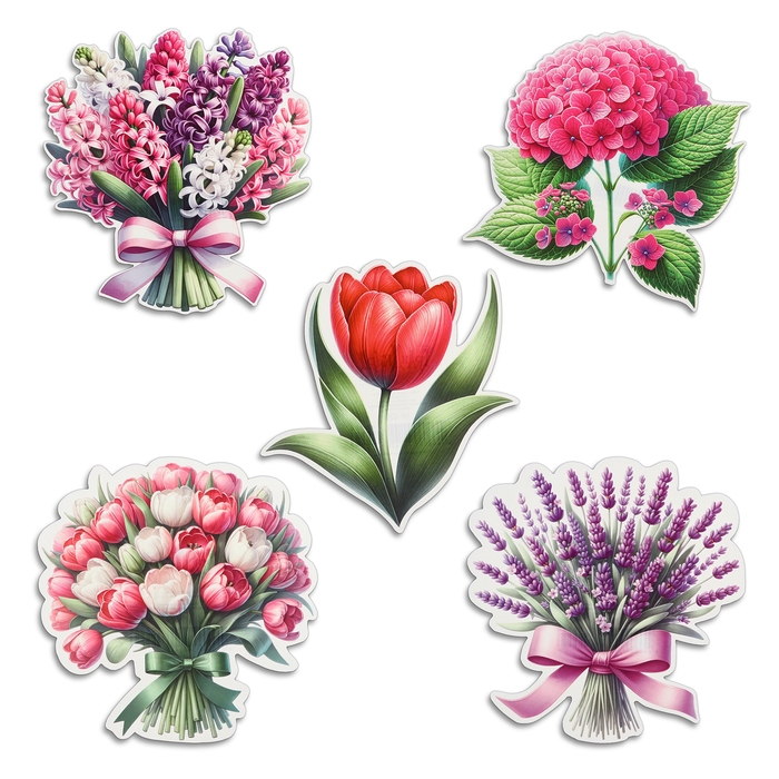 Набор украшений на скотче "Цветы-2" 10 штук, 15 х 15 см