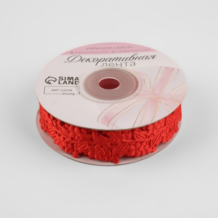 Лента фигурная «Ветви с цветами», 20 мм, 9 ± 0,5 м, цвет красный Лента фигурная «Ветви с цветами», 20 мм, 9 ± 0,5 м, цвет красный