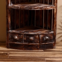 Стеллаж угловой "Бали стайл" 40х40х105 см, дерево албезия, светло-коричневый