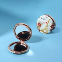 Зеркало складное &laquo;Париж&raquo;, d = 7,5 см, с увеличением, искусственная кожа, цвет золотистый