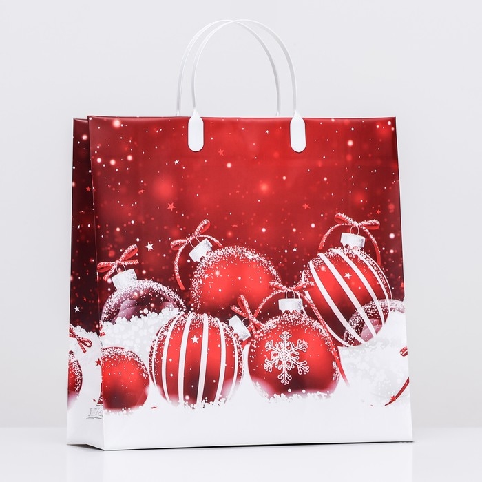 Новый год. Пакет Новый год. Пакет "Красные игрушки", мягкий пластик, 30х30 120 мкм.