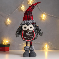 Кукла интерьерная "Совёнок в клетчатом колпаке и оленями на пузике" 49 см Кукла интерьерная "Совёнок в клетчатом колпаке и оленями на пузике" 49 см