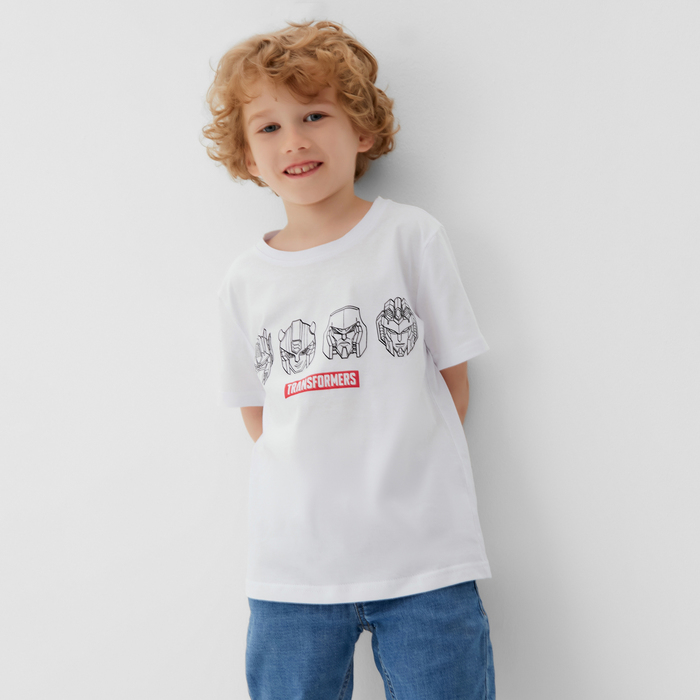 Футболка детская "Трансформеры ", рост 110-116, белый