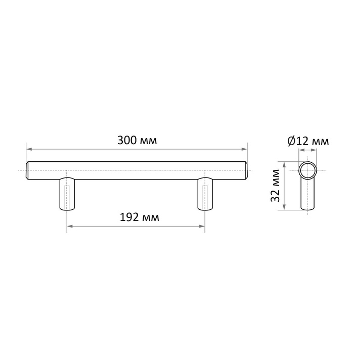 Ручка рейлинг CAPPIO FRIDA, нерж. сталь, d=12 мм, м/о 192 мм, цвет золото