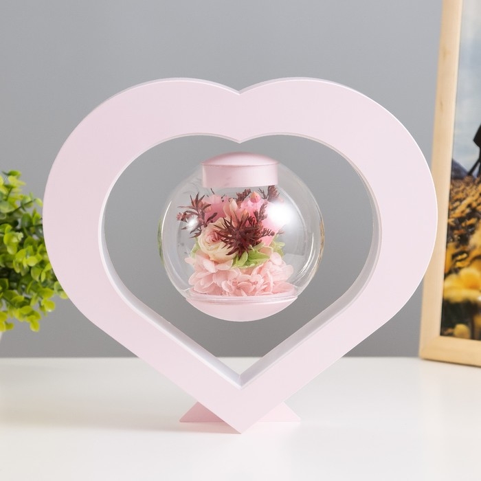 Настольная лампа "Сердце левитация" LED USB розовый 24х22 см RISALUX