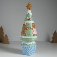 Сувенир керамика свет "Пряничная ёлочка с печенюшками" зелёная 10х10х31 см Сувенир керамика свет "Пряничная ёлочка с печенюшками" зелёная 10х10х31 см