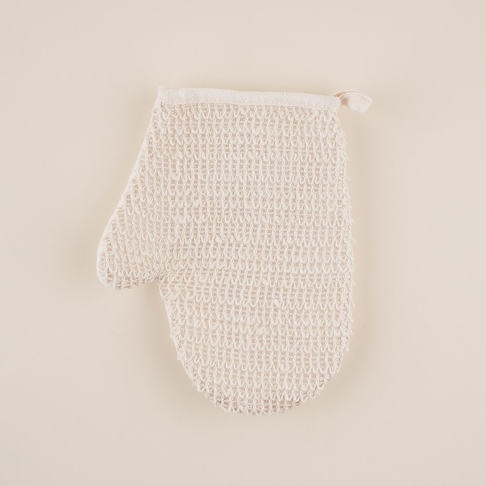 Мочалка - варежка массажная SL Home &laquo;Ортика&raquo;, крапива, хлопок, 21&times;18 см, цвет бежевый