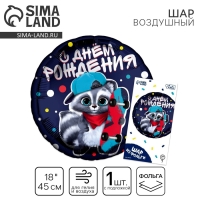Воздушный шар фольгированный 18" &laquo;С ДР енотик&raquo; круг, с подложкой