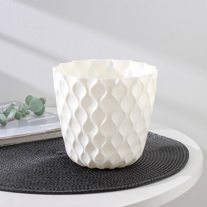 Горшок для цветов с поддоном &laquo;Wave&raquo;, 1,4 л, d=14,5 см, цвет белоснежный