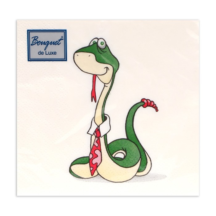 Новогодние салфетки бумажные Bouquet de Luxe &laquo;Удавчик в галстуке&raquo;, 3 слоя, 24х24 см, 25 шт.