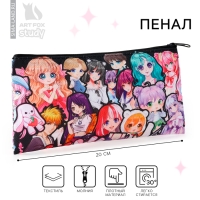 Пенал школьный текстильный &laquo;1 сентября: Стикер аниме&raquo;, 20 х 8 см