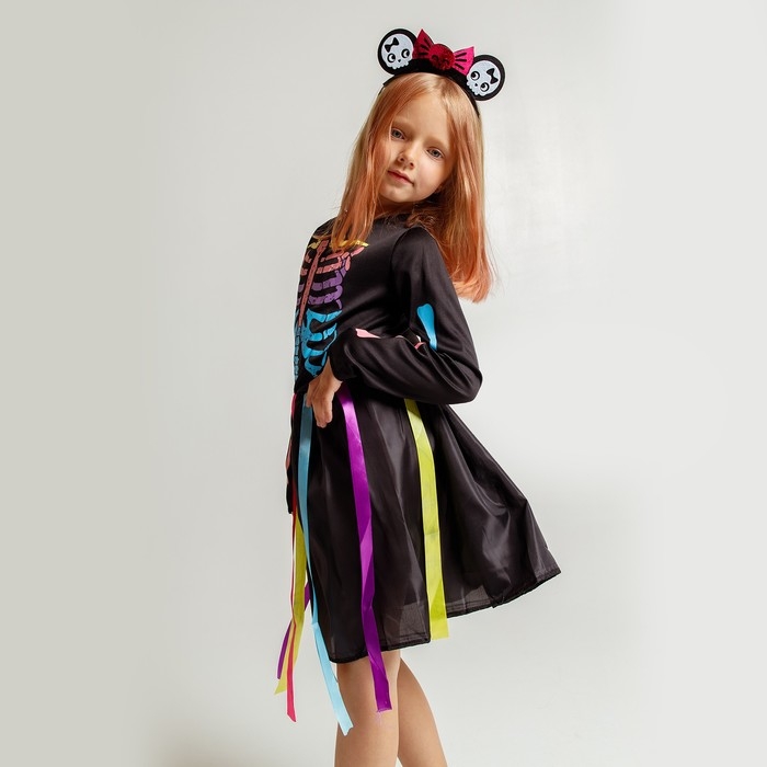 Карнавальный набор &laquo;Радужный скелетик&raquo;, платье и ободок, р. S