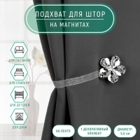 Подхват для штор &laquo;Цветок ромашка&raquo;, d = 5,5 см, цвет серебряный