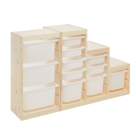 Стеллаж TROFAST-4, с контейнерами, вертикальный, Массив сосны