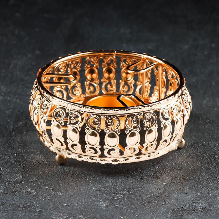 Подставка-подогрев для чайника, 13&times;13&times;6 см, цвет золотой