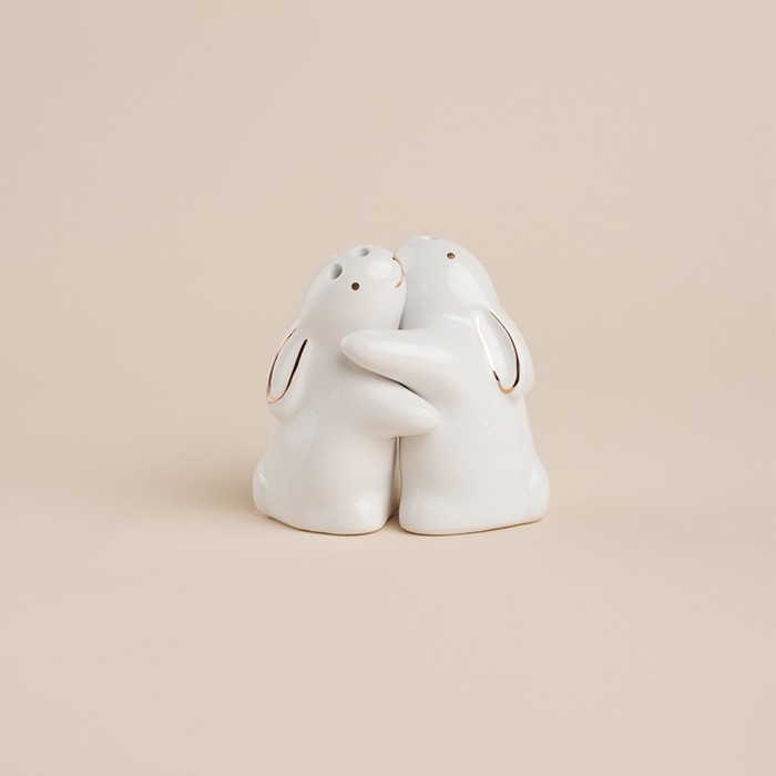 Набор для специй керамический SL Home «Пасхальные кролики», 2 предмета: солонка 230 мл, перечница 230 мл, цвет белый Набор для специй керамический SL Home «Пасхальные кролики», 2 предмета: солонка 230 мл, перечница 230 мл, цвет белый