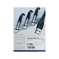 Кабель, 2 А, Lightning - USB, прозрачный, оплётка нейлон, 1 м, синий Кабель, 2 А, Lightning - USB, прозрачный, оплётка нейлон, 1 м, синий