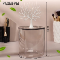 Органайзер для хранения &laquo;WOOD&raquo;, с крышкой, 9 &times; 10,8/20 см, в картонной коробке, цвет прозрачный/белый