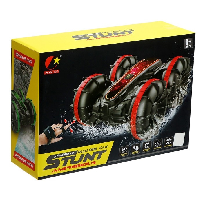 Машина-перевёртыш &laquo;Амфибия&raquo;, работает от аккумулятора, управление жестами, плавает, цвет красный