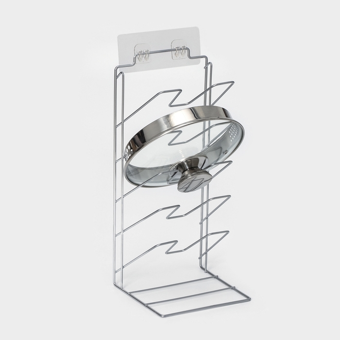 Подставка под крышки вертикальная, 5 ярусов 15&times;16&times;36 см, цвет хром