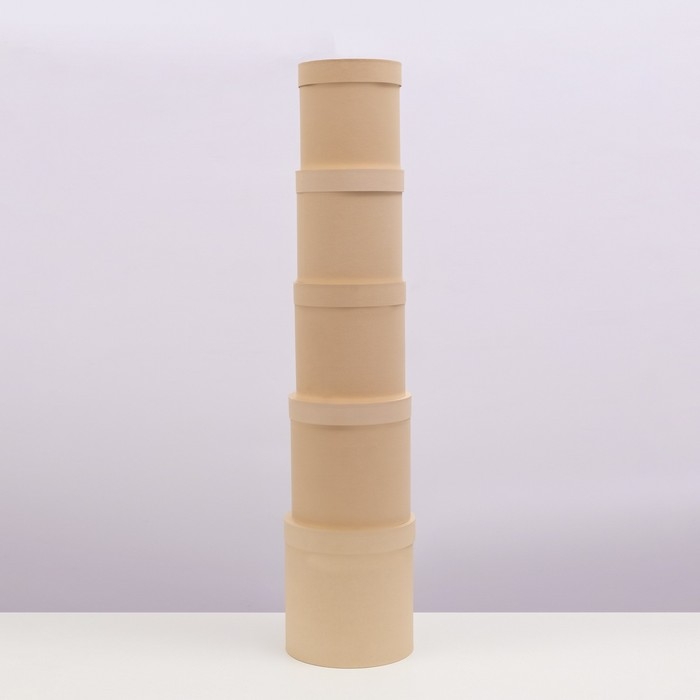 Набор круглых коробок 5 в 1 "Краски", кремовый, 25 х 25 х 25 - 19 х 19 х 19 см