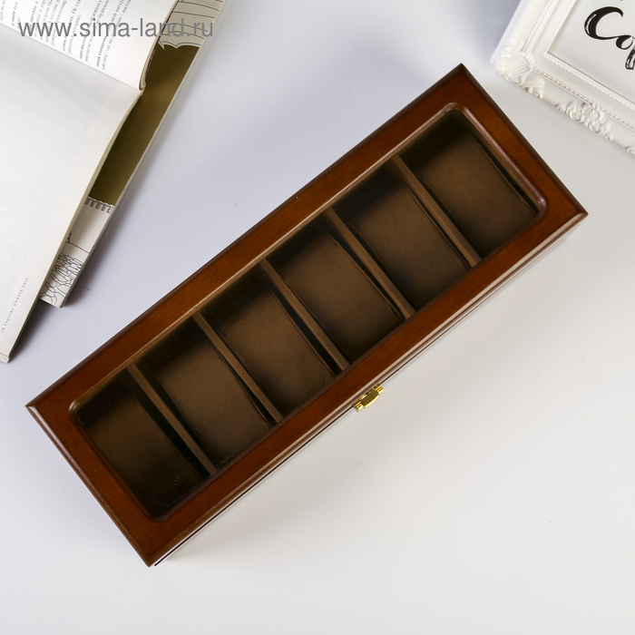 Шкатулка дерево под часы 6 отделений Шкатулка дерево под часы 6 отделений "Стиль" коричневая 12,7х8х33 см