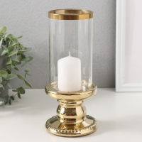 Подсвечник керамика, стекло на 1 свечу "Веллис" d=8 см золото 10х10х21,5 см Подсвечник керамика, стекло на 1 свечу "Веллис" d=8 см золото 10х10х21,5 см