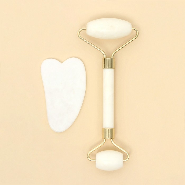 Массажер для лица, гуаша набор &laquo;Вдохновляй&raquo;, 14 х 20 см, кальцит