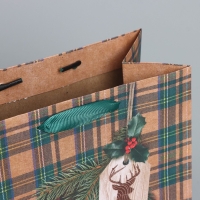 Пакет подарочный новогодний крафтовый вертикальный &laquo;For man&raquo;, MS 18 х 23 х 10 см, Новый год