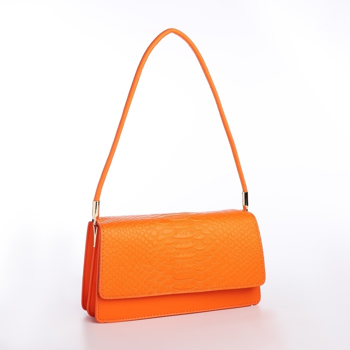 Сумка-багет на клапане, цвет оранжевый