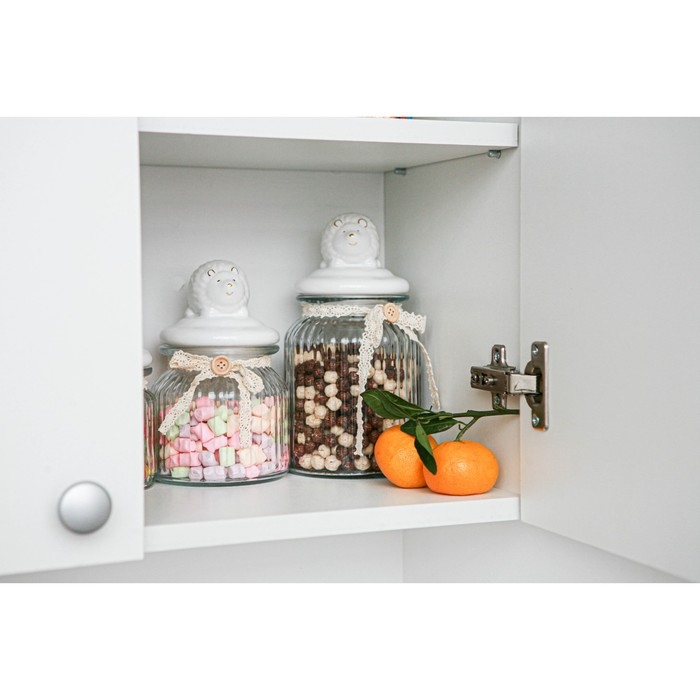 Банка стеклянная для хранения сыпучих продуктов Доляна &laquo;Ёжик в золотом&raquo;, 950 мл, 11&times;20 см, с керамической крышкой