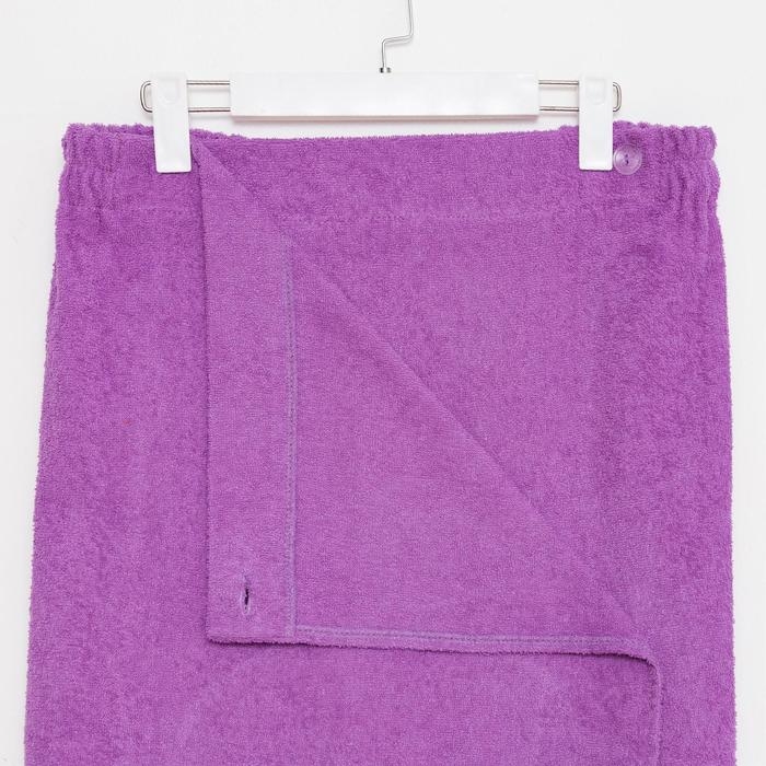 Килт женский для бани и сауны , цвет сиреневый вышивка Снежинки, размер 80х150&plusmn;2 см, махра 300г/м 100% хлопок