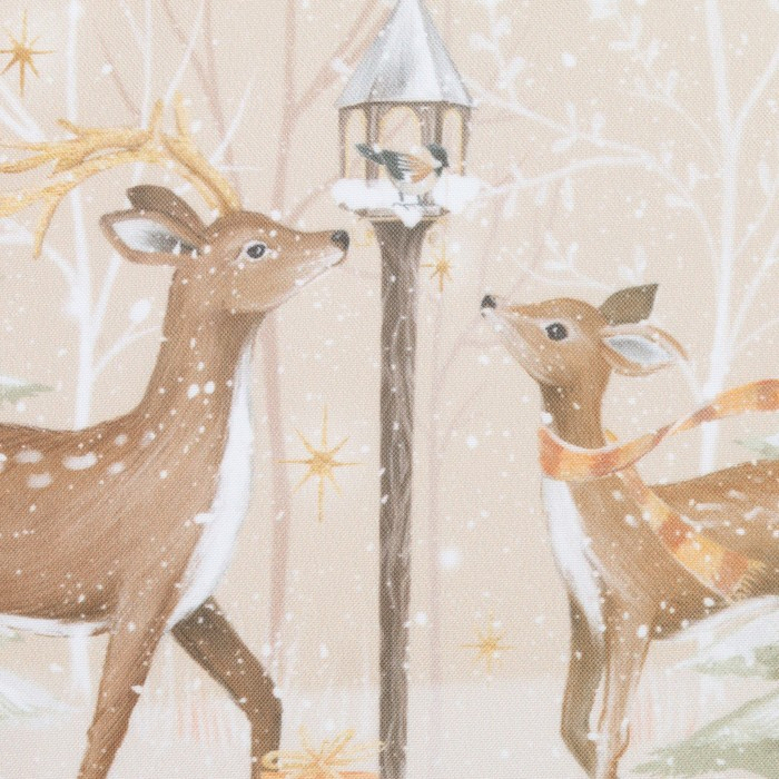 Новогодний комплект штор для кухни с подхватами "Christmas forest" 145х180см-2 шт, габардин