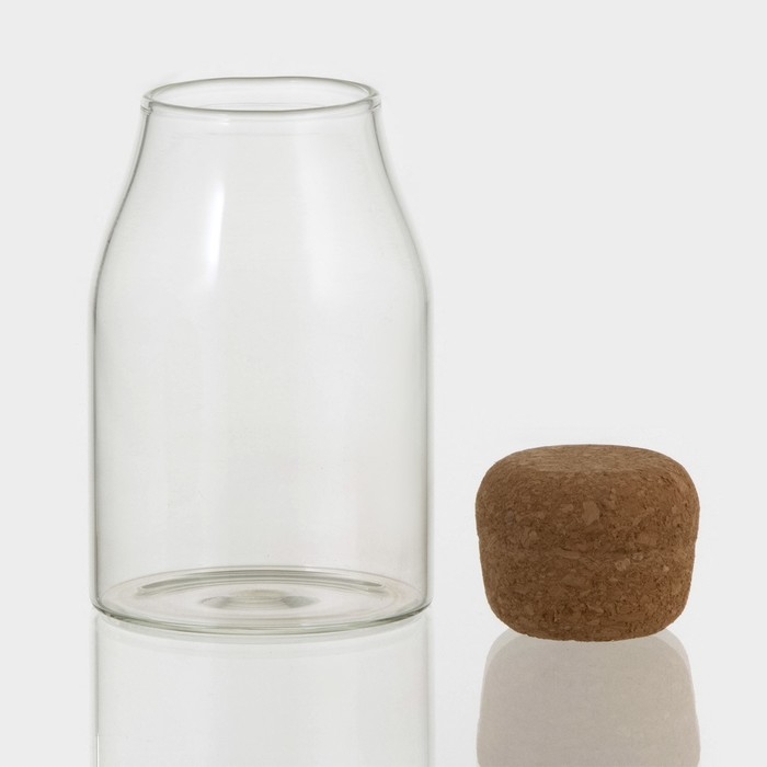 Банка стеклянная для хранения сыпучих продуктов &laquo;Эко&raquo;, 400 мл, 8&times;14 см,  с пробковой крышкой