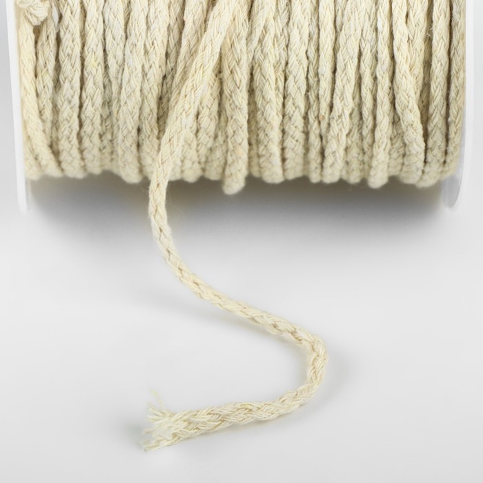 Шнур для плетения, хлопок, d = 3 мм, 50 &plusmn; 1 м, без сердечника, цвет белый