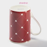 Кружка фарфоровая Доляна &laquo;Сердца&raquo;, 300 мл, цвет красный