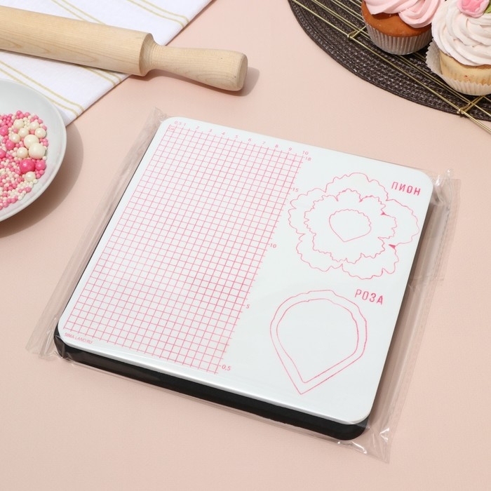 Набор матов для моделирования и сушки цветов из мастики &laquo;Пионы&raquo;, 20&times;20&times;3,5 см, 2 шт, цвет белый, черный