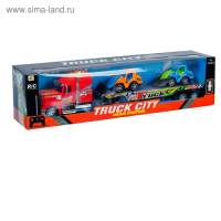 Грузовик радиоуправляемый «Автовоз», с тракторами, работает от батареек, МИКС Грузовик радиоуправляемый «Автовоз», с тракторами, работает от батареек, МИКС