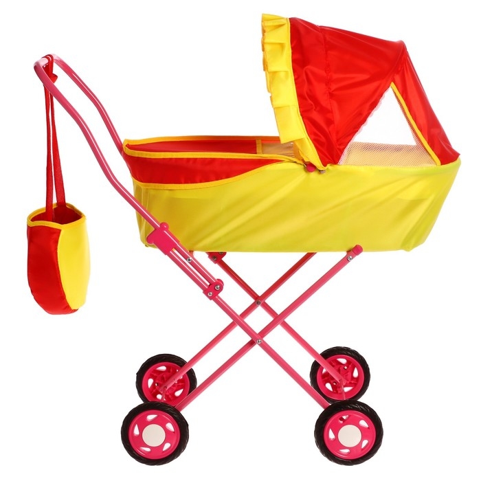 Коляска кукольная №2, цвет красно-жёлтый Коляска кукольная №2, цвет красно-жёлтый