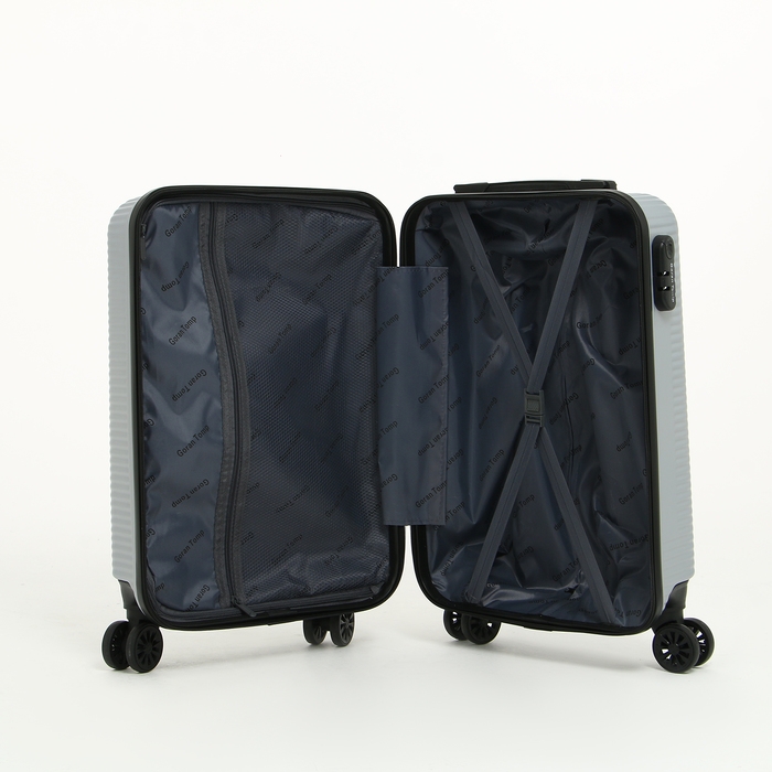 Чемодан малый 47 л (S) Goran Tomp, отдел на молнии, кодовый замок, 4 колеса, цвет серый