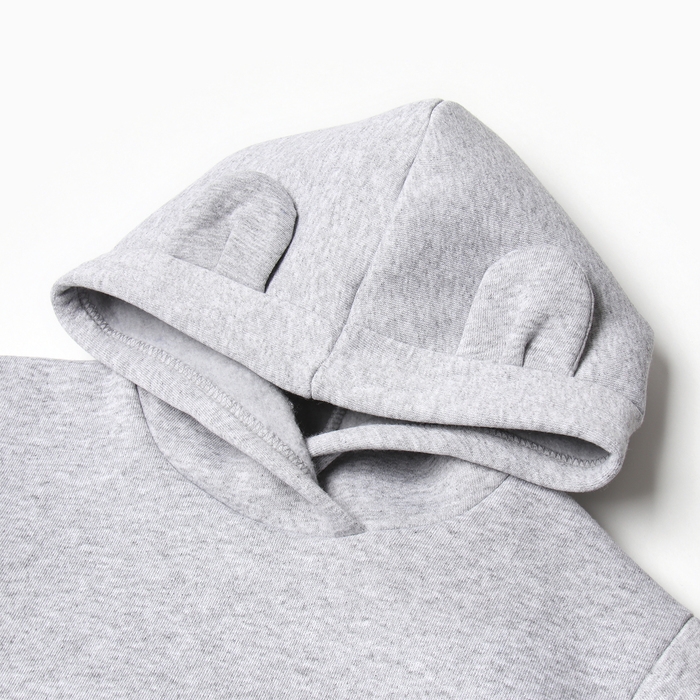 Толстовка для девочки, цвет средне-серый меланж, рост 86 см (52)