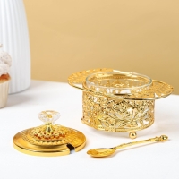 Сахарница &laquo;Крылья&raquo;, 200 мл, 16&times;10,5&times;11 см, с ложкой, цвет металла золотой