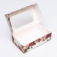 Коробка складная с окном под зефир "8 марта, розы", 25 х 15 х 7 см Коробка складная с окном под зефир "8 марта, розы", 25 х 15 х 7 см