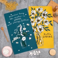 Набор кухонных полотенец &laquo;Доляна&raquo; Hello spring 35х60 см -2 шт., 100% хлопок, вафля 160 г/м2