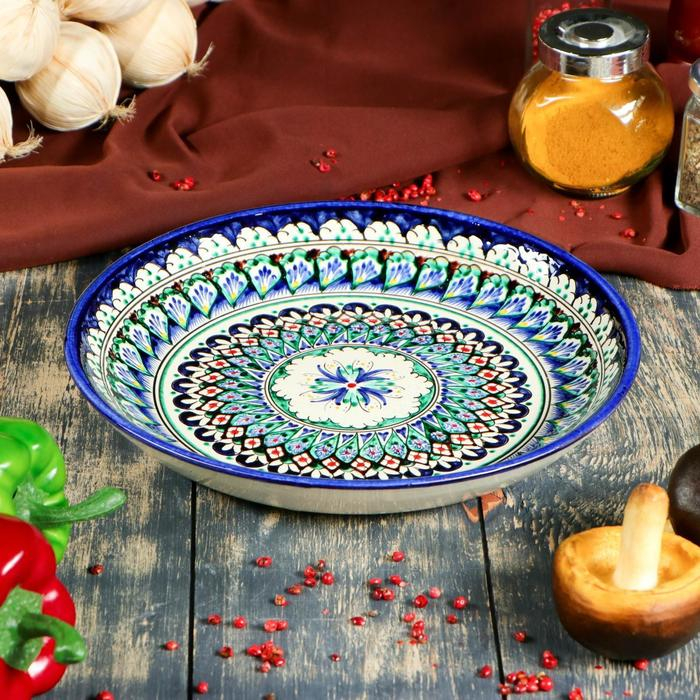 Ляган Риштанская Керамика Ляган Риштанская Керамика "Узоры", 25 см, синий