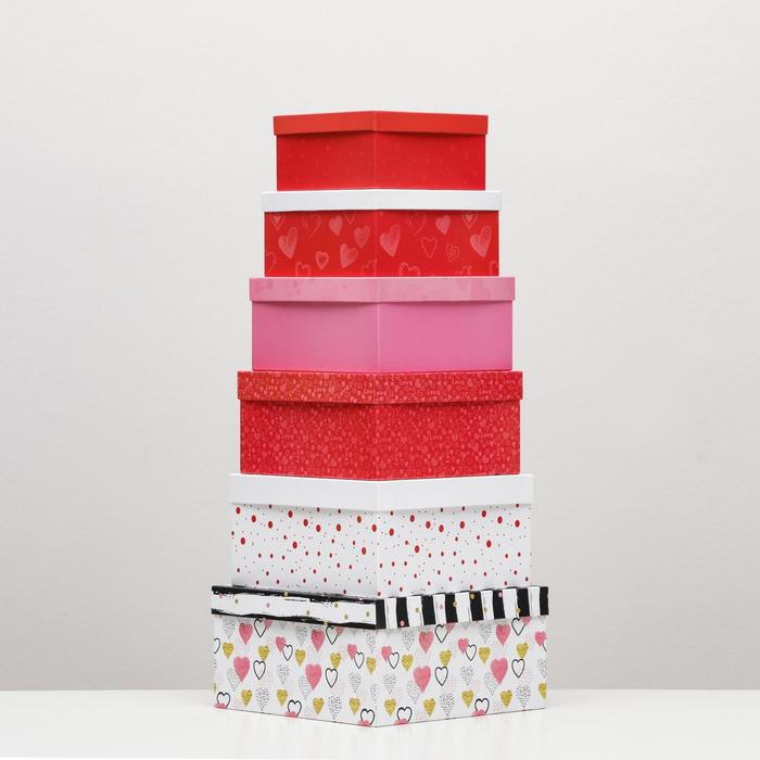 Набор коробок 6 в 1 "Признание в любви", 25,5 х 25,5 х 13 - 16 х 16 х 8 см