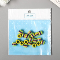 Бусины для творчества пластик "Полосатый цилиндр с жёлтым" набор 20 шт 1х1,2х1,2 см