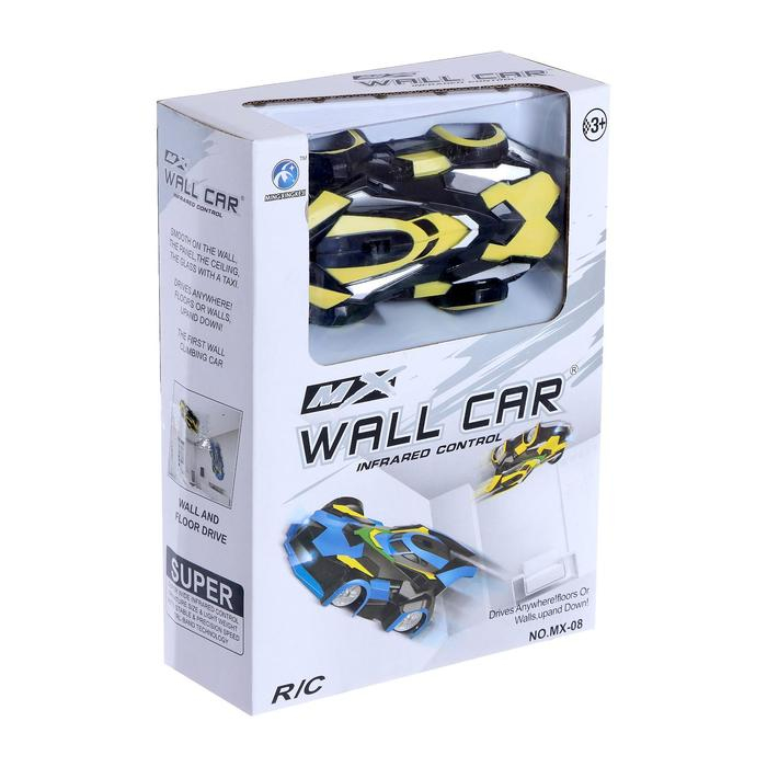 Антигравитационная машинка &laquo;СпортКар&raquo;, радиоуправление, аккумулятор, ездит по стенам, свет, цвет жёлтый