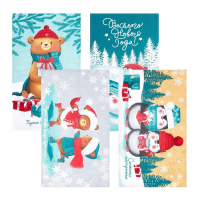 Набор кухонных полотенец Доляна &laquo;Веселого Нового года&raquo; 35х60см-4шт, 100% хл